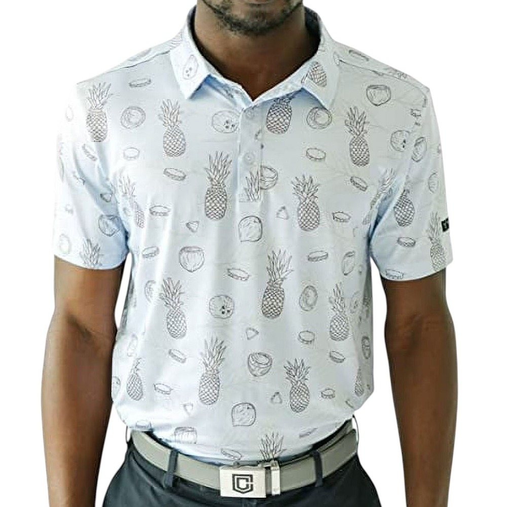 YATTA GOLF Standout Performance Golf Polo Shirt Mens L Pina Colada Performance